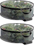 QISF 2 Pack 30X8 Inch Wreath Storage Bag, Christmas Wreath Clear Storage Container with Dual Zippered and Reinforced Handle for Xmas Holiday Seasonal Wreath Garland