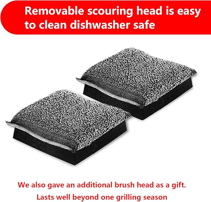 XUDAKAIXIN Bristle-Free Grill Brush with Replacement Head. Ultra Safe & Efficient Cleaner for Cast Iron and Stainless Steel Outdoor Grills.Gifts for Men/Dad
