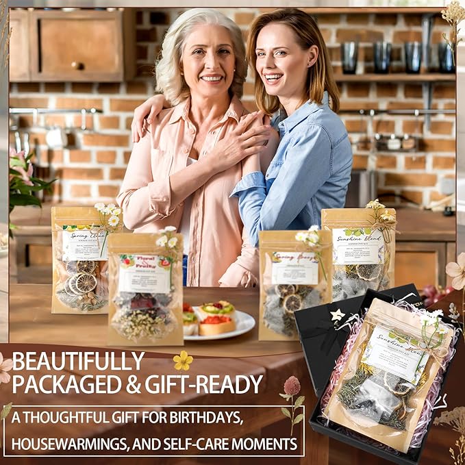 Siifert 4 Set Spring Clean Potpourri Bags Stovetop Simmering Mix Potpourri Instruction and Sticker Floral Fruity Cinnamon Natural Air Freshener Sachet for Party Craft DIY Gift Housewarming Hostess