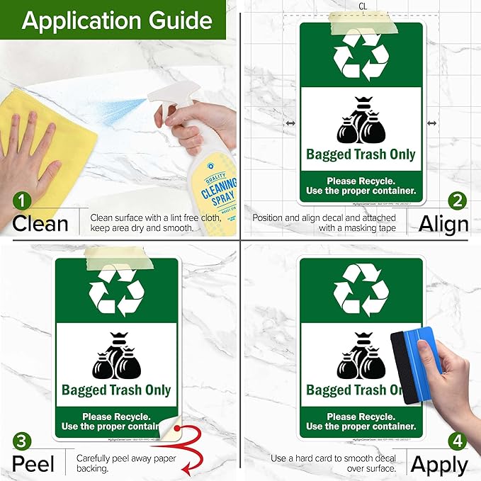 Bagged Trash Only Please Recycle Use The Proper Container Sign, 10x7 Inches, 4 Mil Vinyl Decal Stickers Weather Resistant, Made in USA by My Sign Center