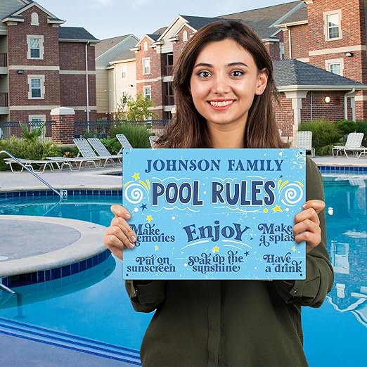 Custom Pool Sign, Fun Pool Rules For Pool Decor Sign, 10x14 Inches, Rust Free .040 Aluminum, Fade Resistant, Made in USA by Sigo Signs