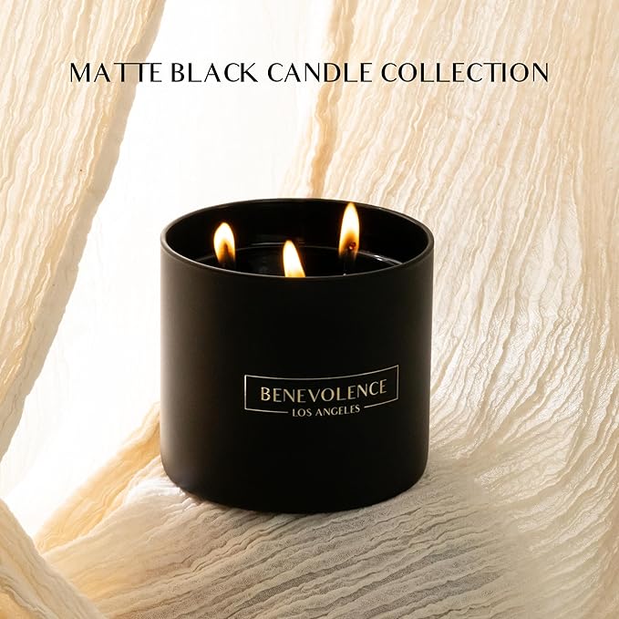 Benevolence LA 3 Wick Candle, Black Berries (Baies) Large Christmas Scented Candles | Soy Holiday Candle for Women and Men | Home Fragrance | Aromatherapy | Bathroom Freshener 14.5 Oz, 45 Hour Burn
