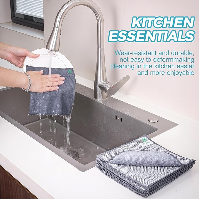 UAFAP 12Pcs New Upgrade 2-Layer Non Scratch Wire Dishcloth,Wire Dishwashing Rag,Reusable Quick-Dry Odor-Free Scrub Cloths for Dishes, Kitchen Cleaning Dish Rags for Cookware,Sinks, Dishes,Stove ﻿