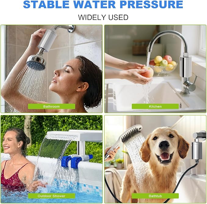 ALL METAL Shower Head Filter – KDF 55 Shower Filter Vitamin C E&A for Hard Water, High Pressure Universal Shower Water Filters to Reduce Toxic Chemicals, Chlorine and Heavy Metals,Chrome