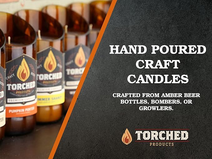 Torched Beer Scented Candles | Natural Soy Wax Candle | Pumpkin Porter Scent 8 oz | Makes a Great Gift for Men, Beer Lovers, and Collectors | Bar Man-Cave Decor and Accessories