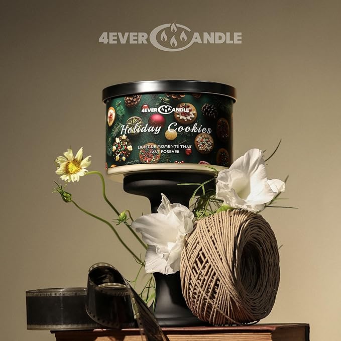4EVER Scented Candles | 4-Wick 18oz Soy Wax Candle | Up to 50Hrs Clean Burn | Aromatherapy Candles for Home Scented | Gifts for Women & Mom, Holiday Cookies