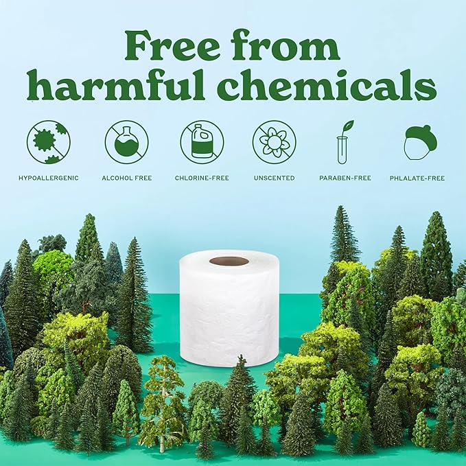 Caboo Tree Free Toilet Paper, Septic Safe Toilet Tissue, Chemical Free, Non Toxic, 2 Ply Bathroom Toilet Paper | Pack of 24 Double Rolls, 300 Sheets Per Roll