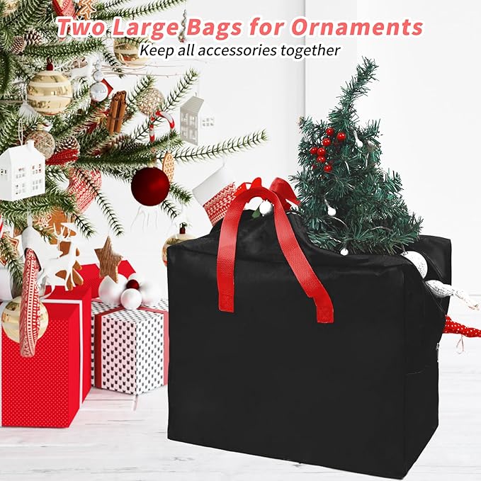 Christmas Tree Storage Bag 9 ft (3pc Set), Fits Up to 9 Foot Artificial Trees, 600D Oxford Tear-proof Xmas Tree Bag, Reinforced Handles&Zippered&Durable, Holiday Decoration Storage Bags, Black