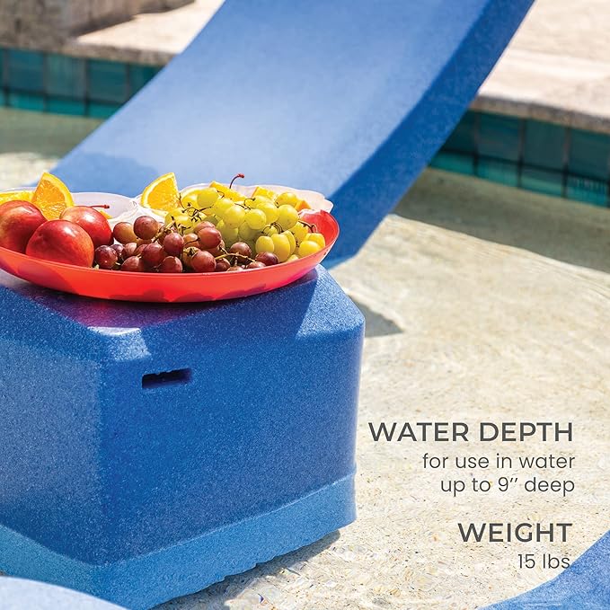 Aqua Outdoors in-Pool Chaise Set - Two Chaises - Two Headrest Pillows and One in Pool Side Table - for ledges up to 9" inches (Grey Granite-Blue)
