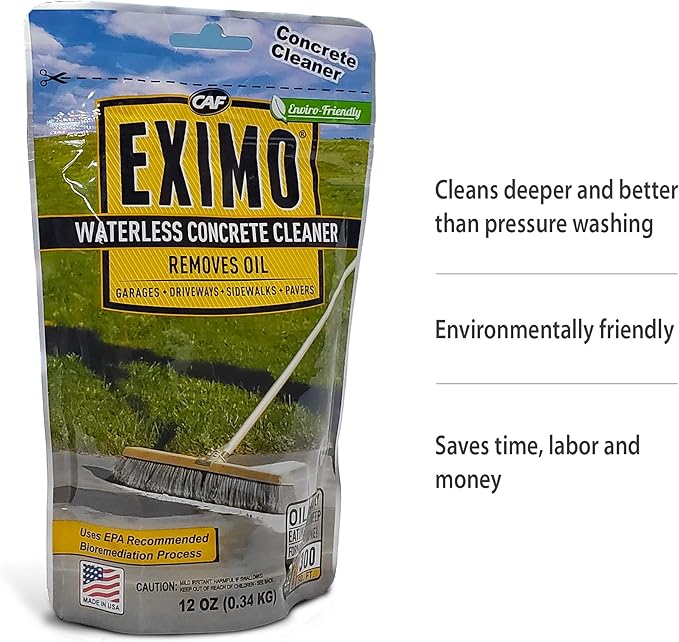 CAF Outdoor Cleaning EXIMO® Waterless Concrete Cleaner for Driveway, Garage, Basement, and Walkway Surfaces (0.75lbs)