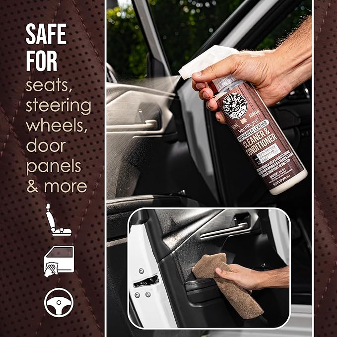 Chemical Guys VentRight Perforated Leather Cleaner and Conditioner Deep Cleaning Leather Cleaner for Ventilated Seats with Added Protection Removes Dirt, Oils, Residue and Grime 16 oz