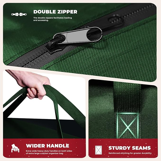 2 Pack Extra Large Christmas Tree Storage Bags Fits Up to 12 ft Tall Artificial Trees, 68" L X 30" W X 20" H Heavy Duty Xmas Tree Storage Bag Waterproof with Handles and Zippers, Green