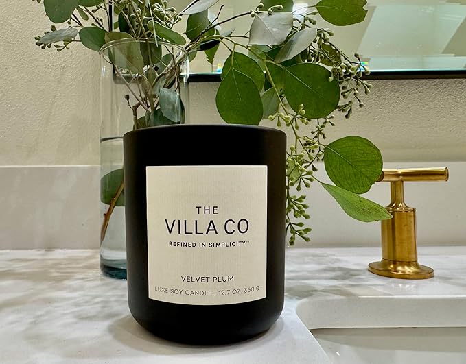 Velvet Plum | Scented Candle for Women & Men | Hand-Poured, Aromatic & Fragrant | 60 Hour Burn Time 12.7 OZ | Soy Based | Phthalate Free | Made in USA