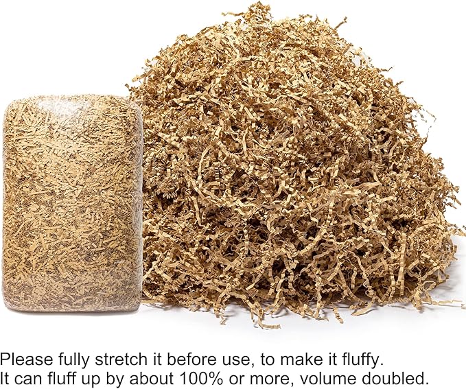 Mefleet 1 LB Crinkle Cut Paper Shred Filler Brown Crinkle Shredded Paper for Gift Box - Gift Basket Bag Filler - Kraft Grass Cushion Stuffing for Christmas Holiday Packaging Wrapping