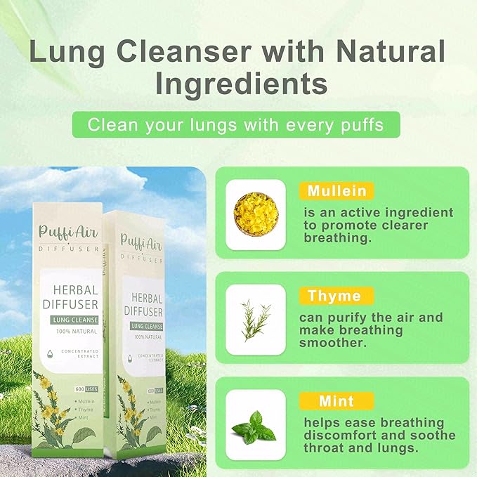 PUFFIAIR Daily Balance Trio Herbal Diffuser Pen Set | Refresh Reset Calm Blends | Green Purple Blue | 3 Count