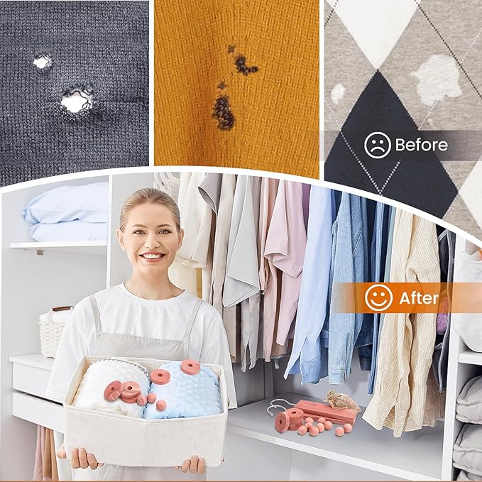 Homode Cedar Blocks for Clothes Storage, Set of 30, Cedar Chips for Closets and Drawers, Aromatic Cedar Wood Balls and Cedar Sachets, Cedar Closet Freshener