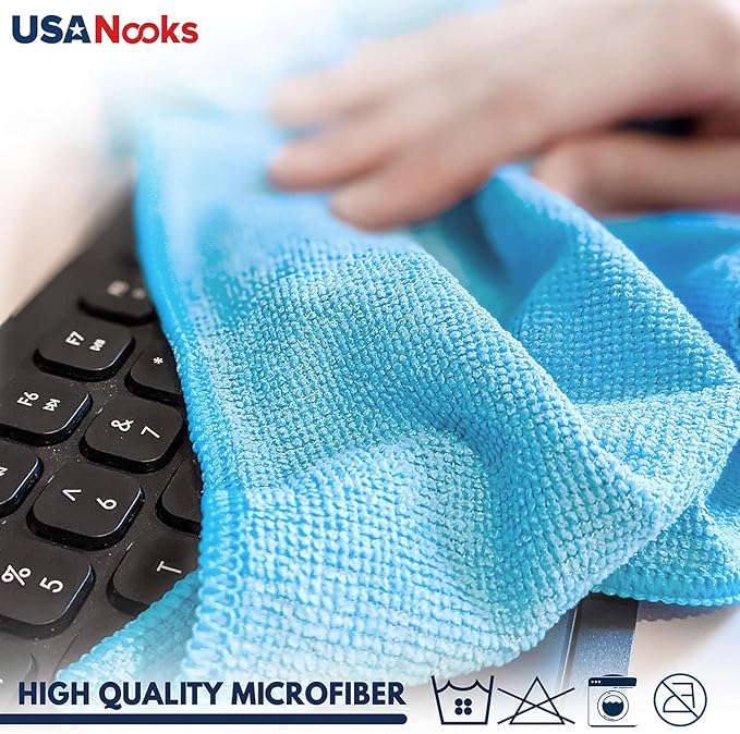 USANOOKS Microfiber Cleaning Cloth - Turq - 24Pcs (12.5x12.5 inch) High Performance - 1200 Washes, Ultra Absorbent Car Towel Traps Grime & Liquid for Streak-Free Mirror Shine - car Washing Cloth