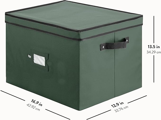 ZOBER Christmas Ornament Storage Box - Stores 36 4" Large Ornaments with Individual Trays - Tear Proof 600D Oxford Fabric - Ornament Organizer Storage Box, Durable Christmas Containers Holder - Green