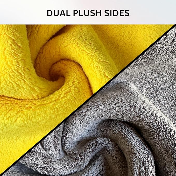 The Pro Stuff® Car Detailing Microfiber Towels - 600 GSM Thick Plush Auto Towels | Super Soft Dual-Sided for Cleaning, Washing, Buffing | Tagless, Scratch-Free, Lint Free Cloth (16"x16") | 3 Pack