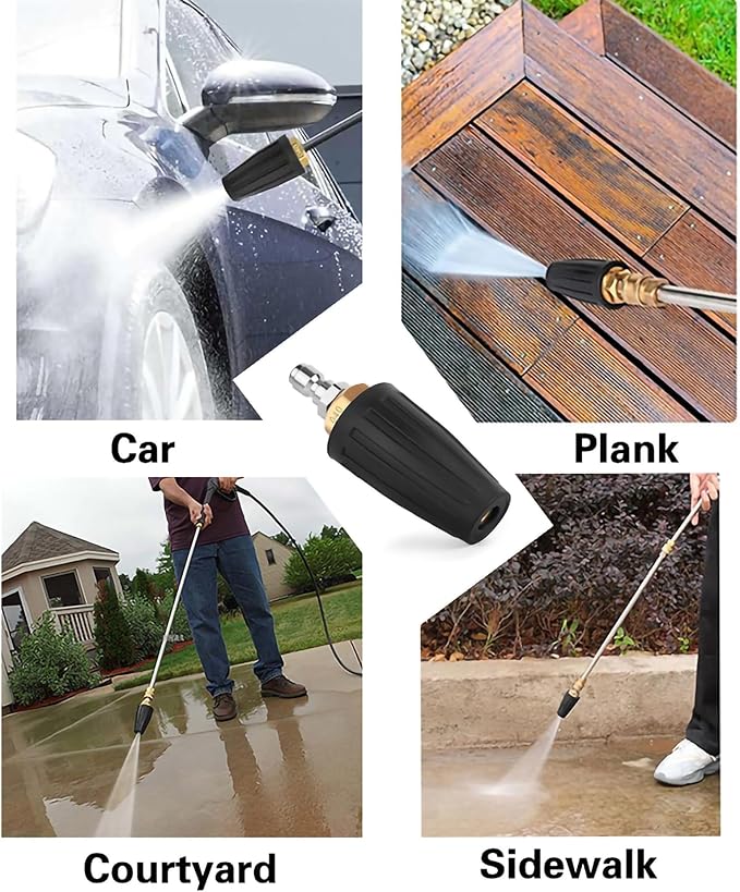 FKKWUOT Turbo Nozzle Pressure Washer Tips,4000 PSI 4.0 GPM 4.0 Orifice,with 5 Pieces Spray Tips Kit Multiple Degrees(0, 15, 25, 40, 65 Degrees) (Black-Single nozzle)