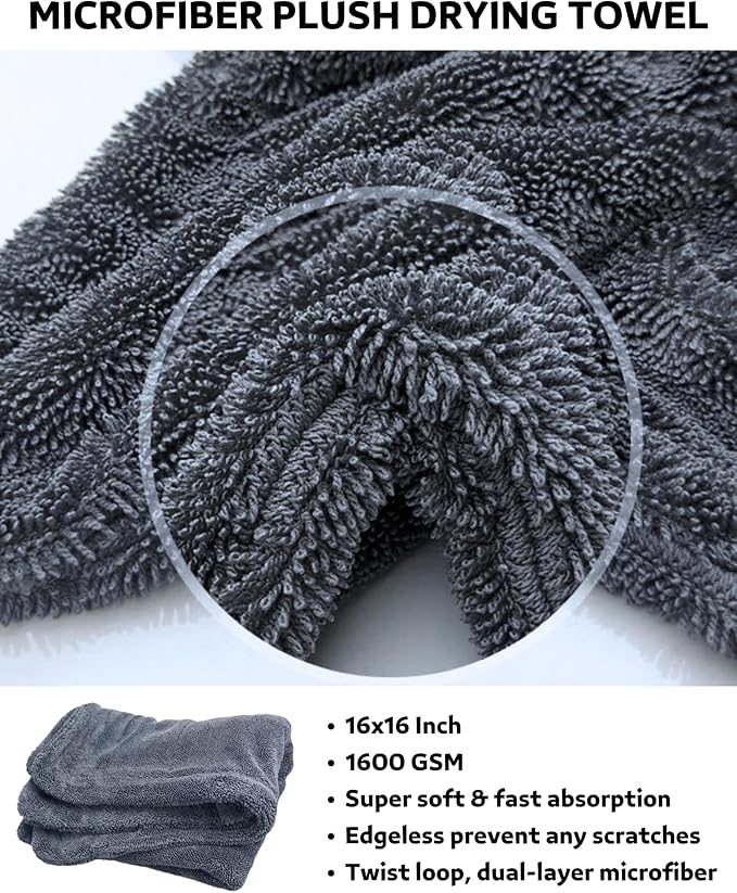 Premium 7PCS Car Wheel Rims Detail Cleaning PRO Wash Kit, Wheel Wash Mitt, Tire Brush,2PCS Soft Woolies Wheels Brush,Detailing Brush and Tire Dressing Pad,Microfiber Dry Towel Scratch-Free Cleaning