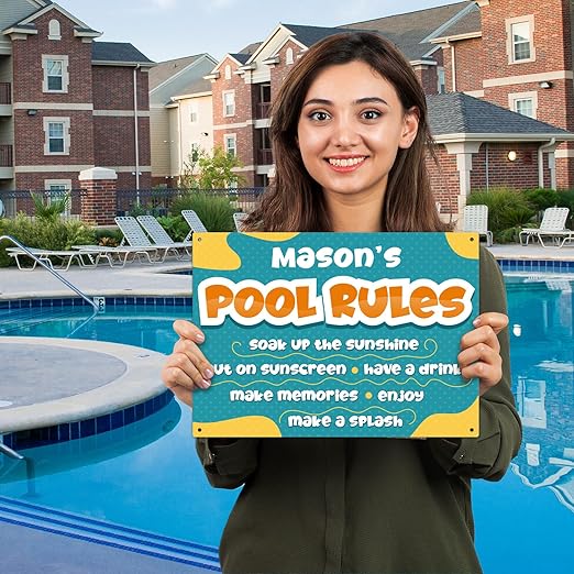 Custom Pool Sign, Pool Rules Soak Up The Sunshine For Pool Décor Sign, 10x14 Inches, Rust Free .040 Aluminum, Fade Resistant, Made in USA by Sigo Signs