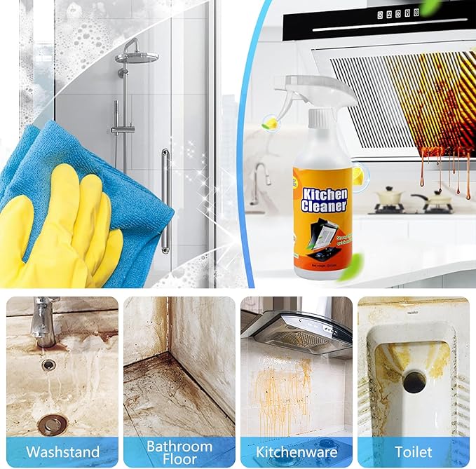 YAGUAN FIELL Heavy-Duty Kitchen Degreaser Foam Cleaner, Clean Kitchen Oil Stains Spray, Multi functiona Foam Cleaner Spray