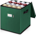 BALEINE Christmas Ornament Storage Box with Dividers, Premium Holiday Ornaments Storage Container Bin for Xmas Decorations (64 Ball, Green, Without Tray)