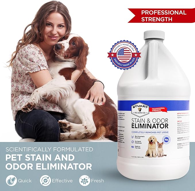Stuart Pet Supply Co. Professional Strength Pet Odor Eliminator | Urine Odor Remover | Pet Urine Enzyme Cleaner | Pet Stain and Odor Remover | Enzymatic Cleaner for Dog Urine and Cat Urine
