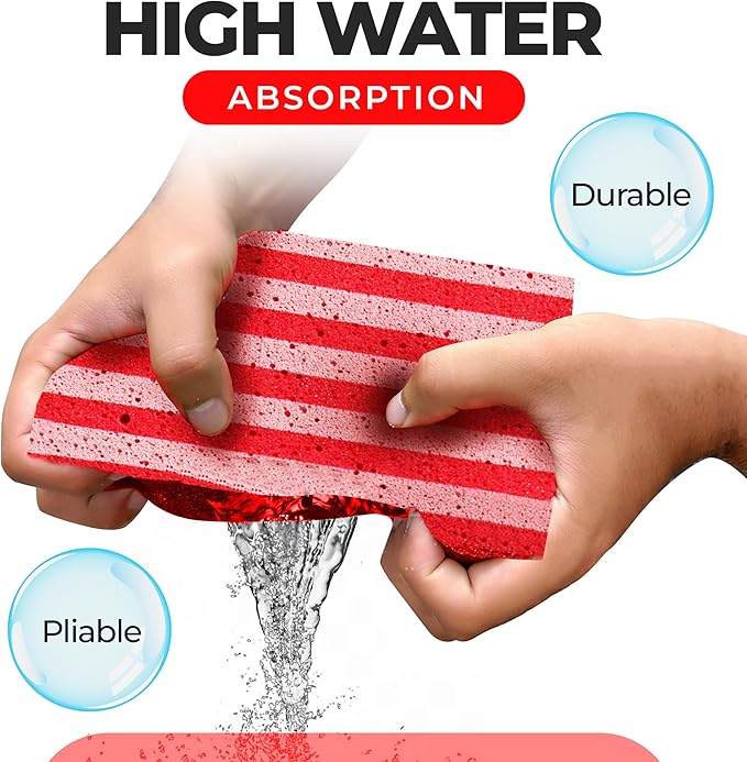 Multi-Purpose Sponges for Cleaning - USA Sponge 10 Pack, Large Sponges for Car Washing, Tile & Grout, Bulk Pack Sponge