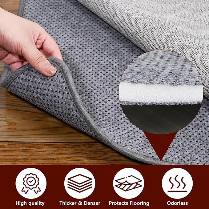 Non Slip Rug Pad Gripper, 9 x 12 Ft Extra Thick Foam Under Area Rug Carpet Pads for Any Hard Surface Floors, Keep Your Carpets Safe and in Place, Prevent Rug from Wrinkling or Buckling