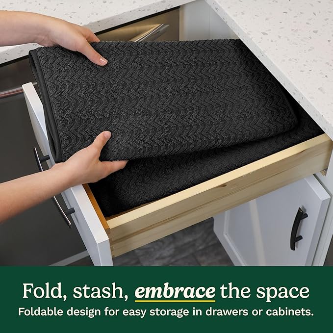 Cuisinart Dish Drying Mats for Kitchen Counter - (2) 18" x 24" Ultra Absorbent Dish Drying Mat XL - Foldable, Machine Washable, Fast Drying Dish Mat