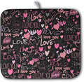 Mother's Day Dish Drying Mat for Kitchen Counter Love Heart Black Drying Mats Absorbent Reversible Microfiber Dish Pad Washable Dish Draining Mat Extra Large 16x18 inch