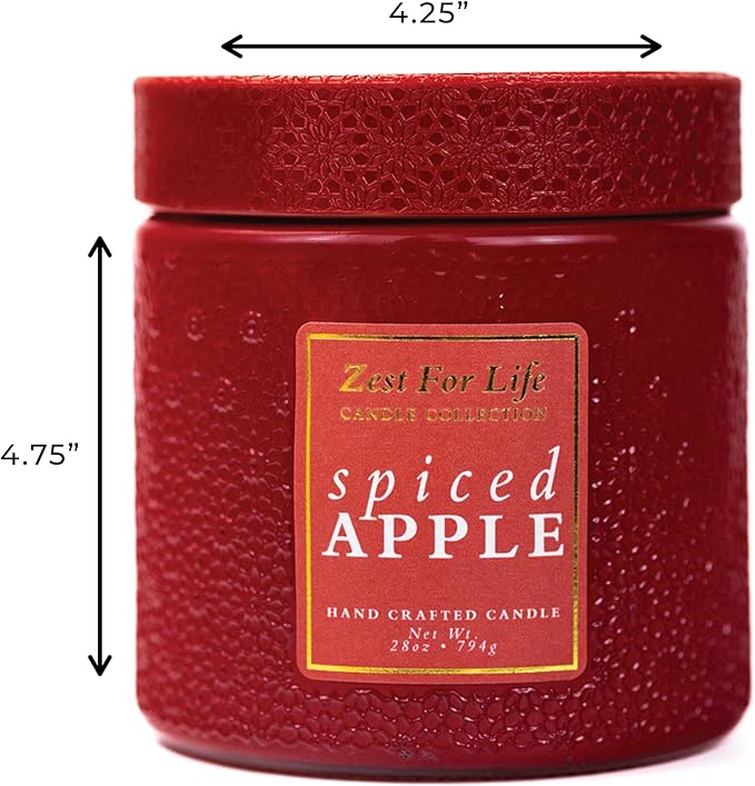A Cheerful Giver - 28oz Large Scented Candle Jar with Lid- Zest for Life - 130 Hours of Burn Time, Gift for Women (Large, Spiced Apple)