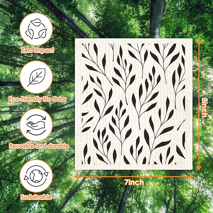 Morigins Swedish Dishcloths for Kitchen 6 Pack Black Minimalist Cellulose Sponge Cloths Non Scratch Reusable Paper Towels No Odor, Biodegradable and Reusable Kitchen Dish Rags (Minimalist)