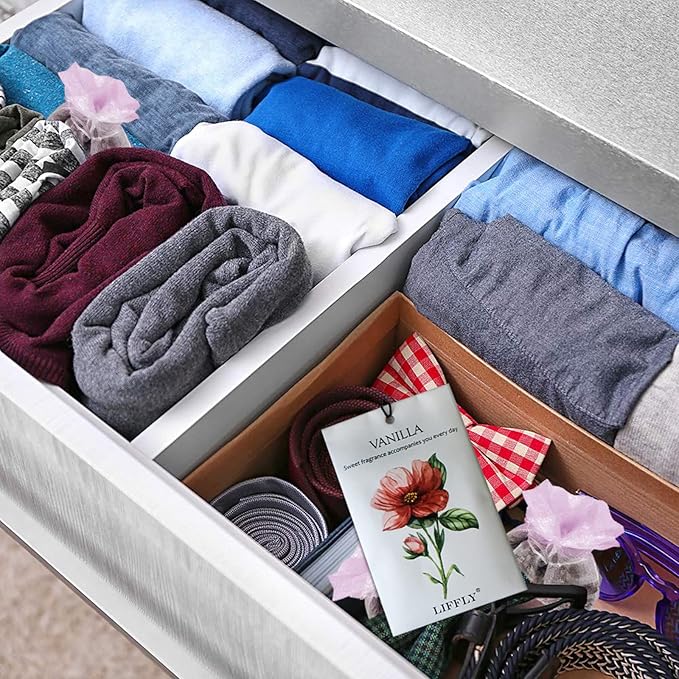 LIFFLY 14 Packs Scented Sachets fit Drawers and Closets 14 Different Scent Gift Box