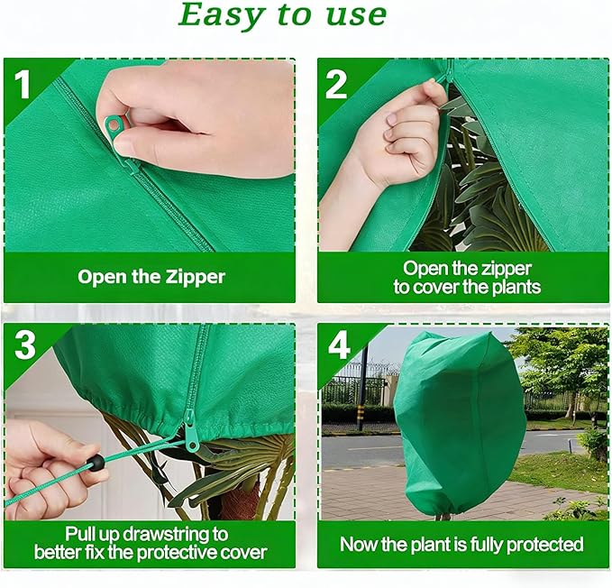 Plant Covers Freeze Protection-78"W x 110"H Extra Large Frost Blankets for Outdoor Plants, 2.4oz/yd² Heavy-Duty Christmas Tree Covers with Zipper & Drawstring – Reusable Winter Plant Freeze Cloth