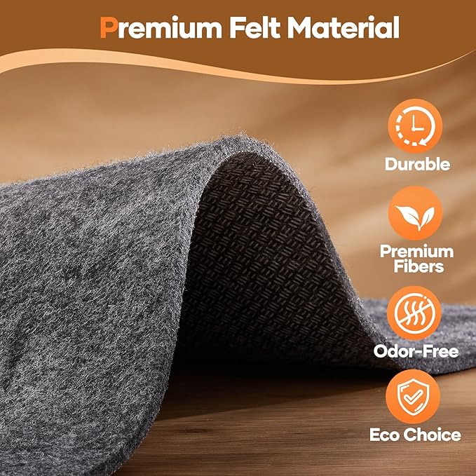 Veken 4 Ft Round Non Slip Cushioned Rug Pad Gripper, Felt and Silicone Backing, 1/4 inch Thick Carpet Liner for Hardwood Floors and Finishes, Under Area Rugs Anti Skid Mat, Keep Rugs Safe and in Place