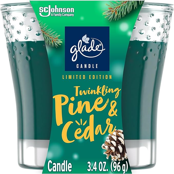 Glade Candle Jar, Air Freshener, Twinkling Pine & Cedar, 3.4 Oz