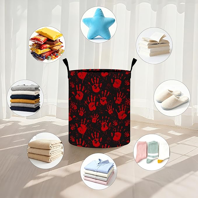 Skull Hand Laundry Basket Storage Bin Foldable Laundry Hamper Clothes Storage Bucket Organizer 19.6x15.7 Inch For Laundry Room/Bedroom/Bathroom