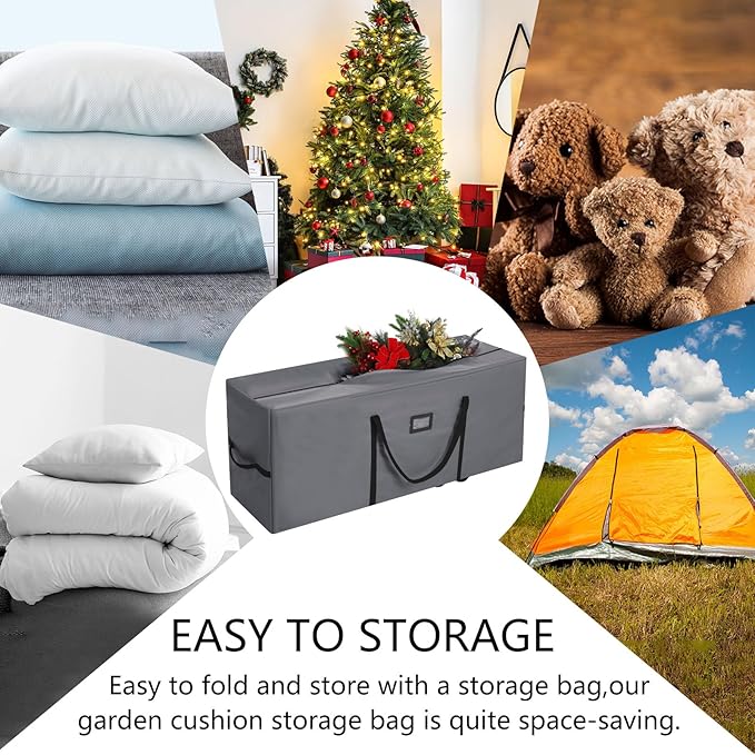 9 Ft Heavy Duty Christmas Tree Storage Bag 900d Oxford Fabric with Wheels and Reinforced Handles, Durable Xmas Storage Box for Disassembled Holiday Tree (9 ft,Grey)