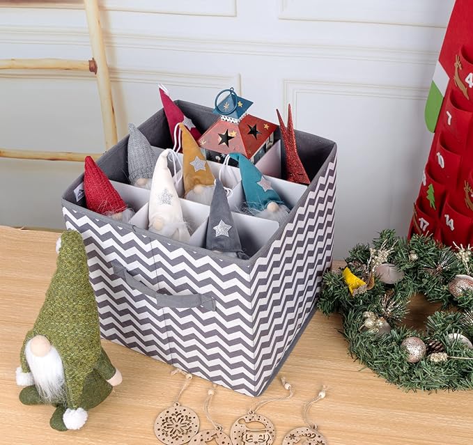 Christmas Ornament Storage Box, Freestyle Assembly Ornament Organizer Storage Box, Fits Christmas baubles 3cm-8cm and Holiday Ornament Storage - 600D Oxford Christmas Ornaments Storage Containers