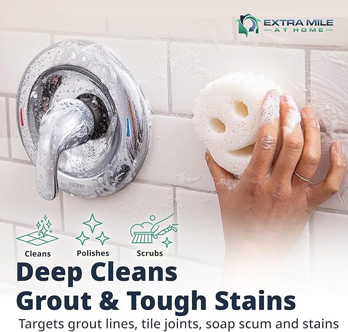 Power Paste Natural All Purpose Cleaner Bundle - Grout Cleaner for Tile Floors with Sponge & Crevice Brush - Deep Cleaning Tools for Shower Tile Grout, Bathroom, Kitchen Surfaces, Tight Spaces at Home