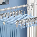 POZEAN Pants Hangers with Clips 30Pack, 12Inch Adjustable Skirt Hangers for Women, Space Saving Non-Slip Hangers for Shorts, Jeans, Coat, Kids' Clothes (Blue, 30Pack)