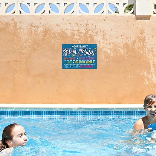 Custom Pool Sign, Pool Rules Have A Drink For Pool Décor Sign, 10x14 Inches, Rust Free .040 Aluminum, Fade Resistant, Made in USA by Sigo Signs