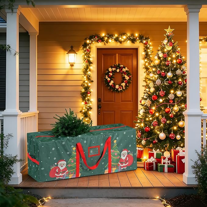 9 Ft Christmas Tree Storage Bag, Waterproof Heavy Duty Oxford, Extra Large Xmas Tree Storage Bag with Handles and Sleek Zipper for Christmas Ornaments Wreath, Green