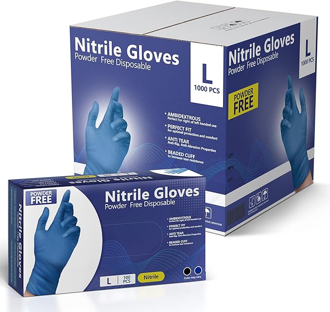 AroCare Nitrile Gloves, Disposable Gloves, Comfortable, Powder Free, Latex Free | 100-1000 Gloves