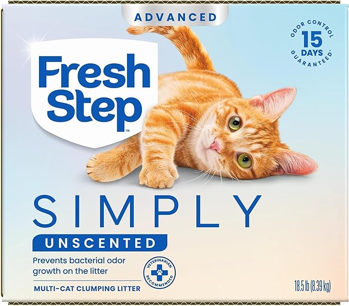 Fresh Step Advanced Simply Unscented Clumping Litter, Fresh Step Unscented Cat Litter Fights Odor on Contact, 18.5 lb. Box
