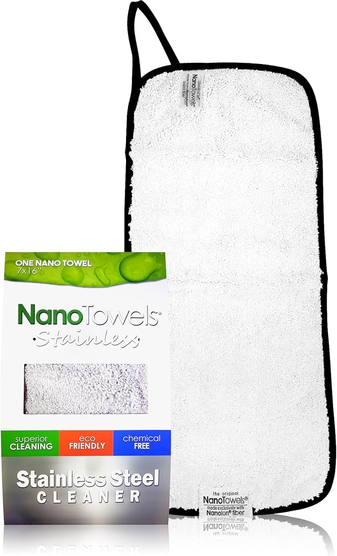 Nano Towels Stainless Steel Cleaner 3-Pack | The Amazing Chemical Free Stainless Steel Cleaning Reusable Wipe Cloth | Kid & Pet Safe | 7x16 (3 pcs)