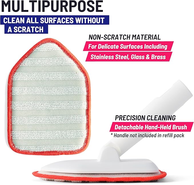 Moku Home Replacement Microfiber Pad for Moku Home Extendable Tub Tile Shower Scrubber for Cleaning Non-Scratch (2X Microfiber Pad Red)